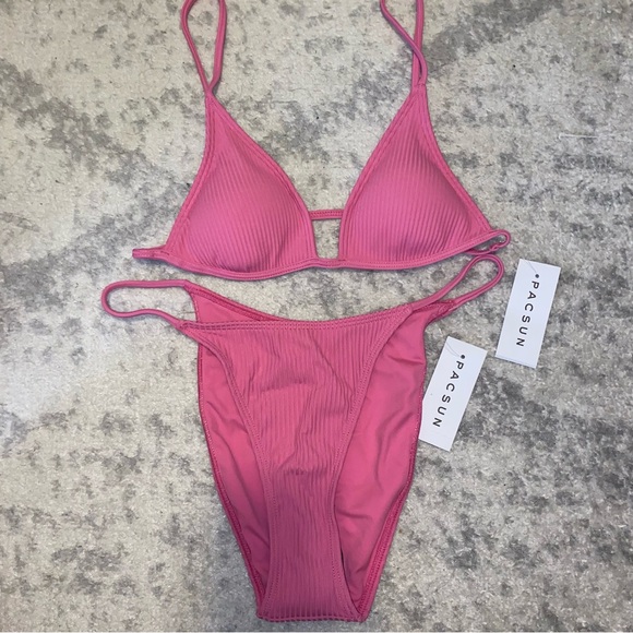 PACSUN Ribbed Triangle Bikini Set - Picture 4 of 5